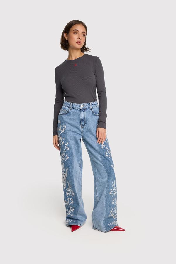 Flower_bull_denim_pants