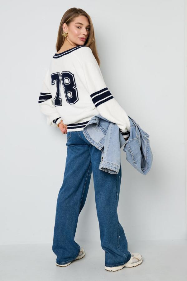 V_hals_college_trui__Wit__blauw