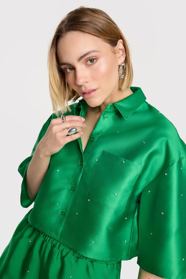 Woven_embellished_satin_blouse_green_3