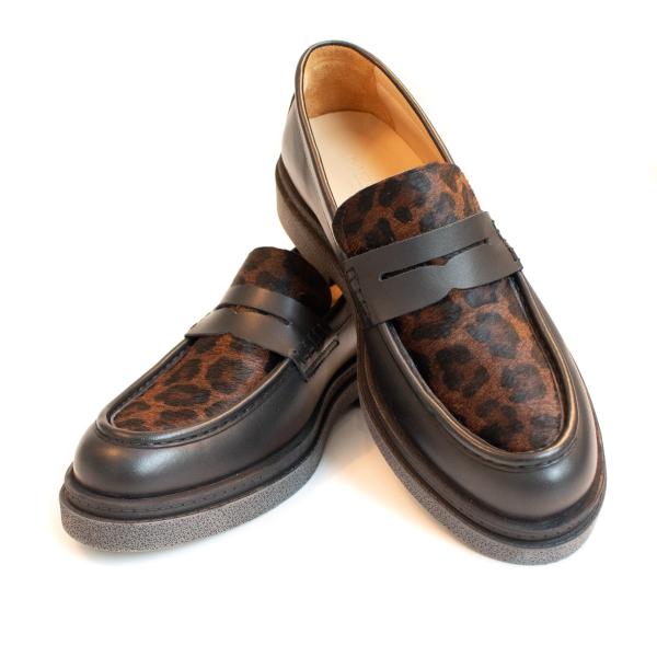 Aquila_black_leopart_loafer_zwart_2