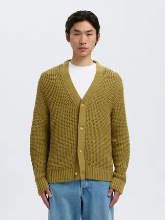 Dereck_struc_cardigan_olijf