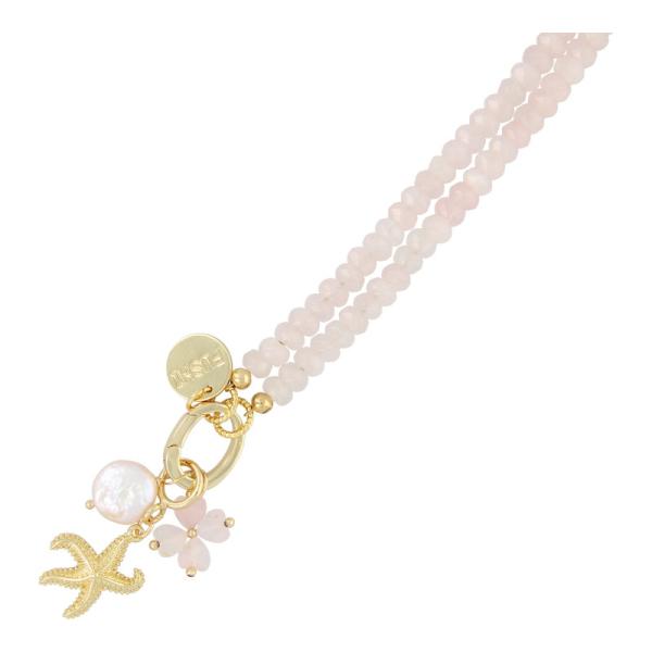 Ketting_halfedelsteen_facet_Rosequartz_met_clip_en_bedels