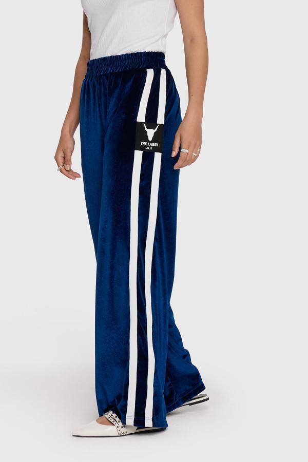 Ladies_woven_velvet_sporty_pants_Cobalt_1