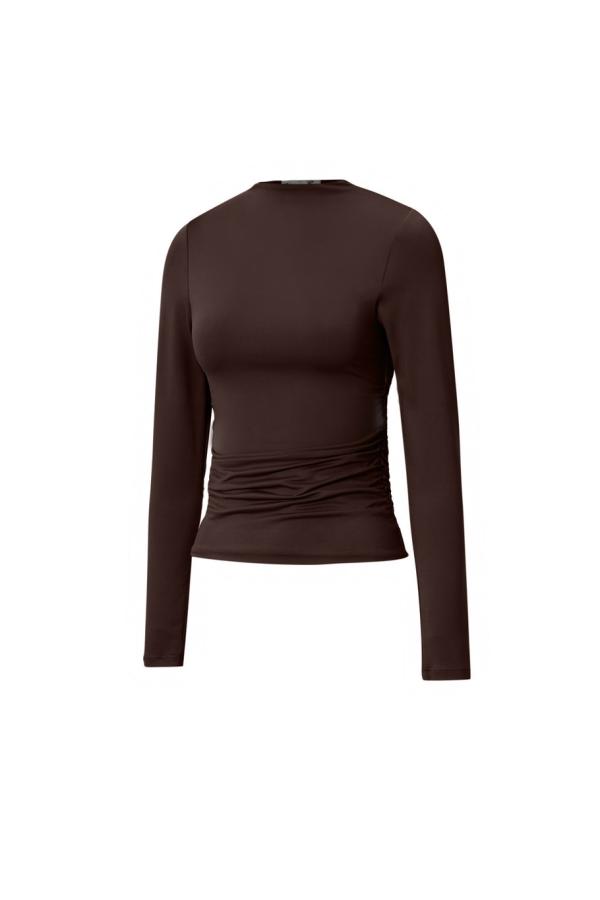 Nylon_Lange_mouwen_top_bruin_3