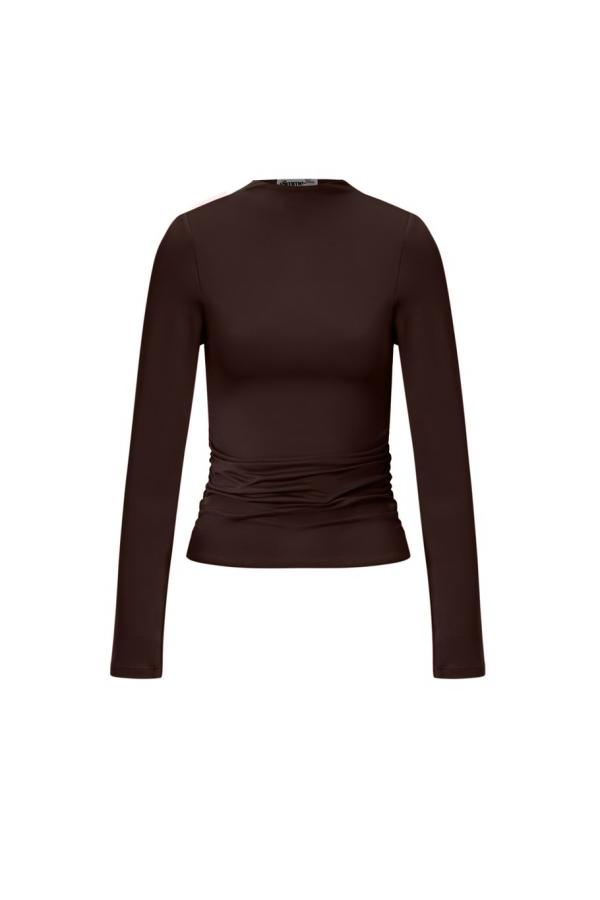 Nylon_Lange_mouwen_top_bruin_4