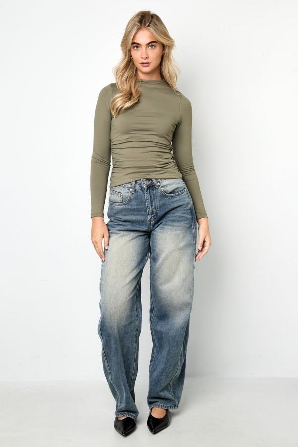 Nylon_Lange_mouwen_top_groen_1
