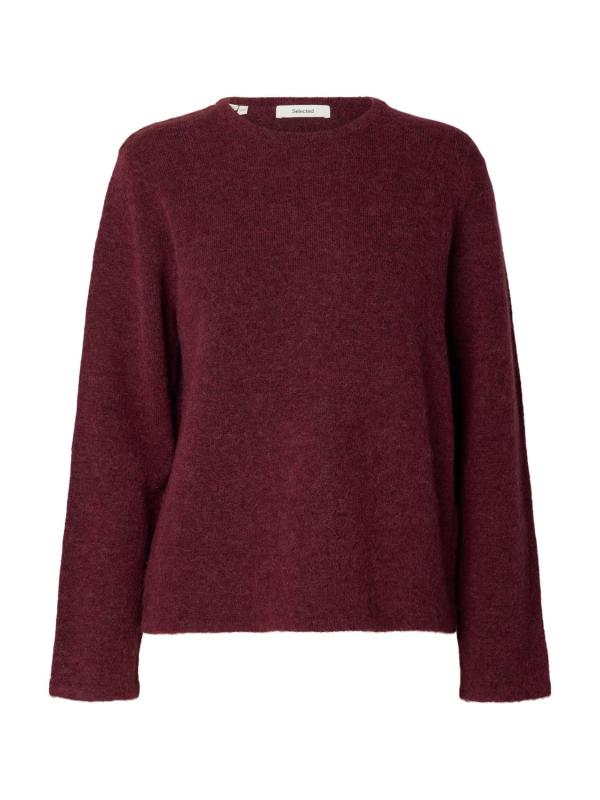 Slwlulu_New_Ls_Knit_O_Neck_Noos_Donker_Rood