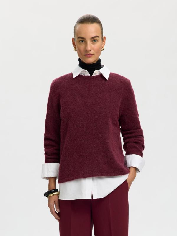 Slwlulu_New_Ls_Knit_O_Neck_Noos_Donker_Rood_1