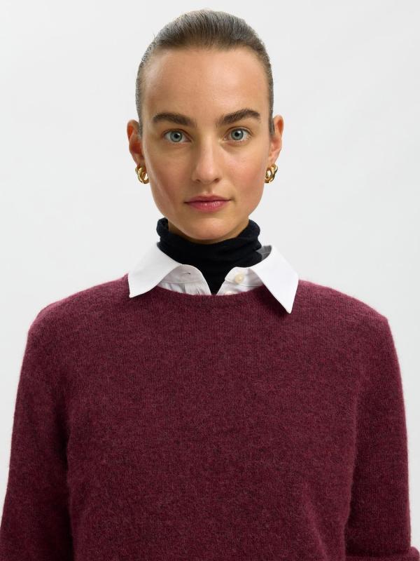 Slwlulu_New_Ls_Knit_O_Neck_Noos_Donker_Rood_4