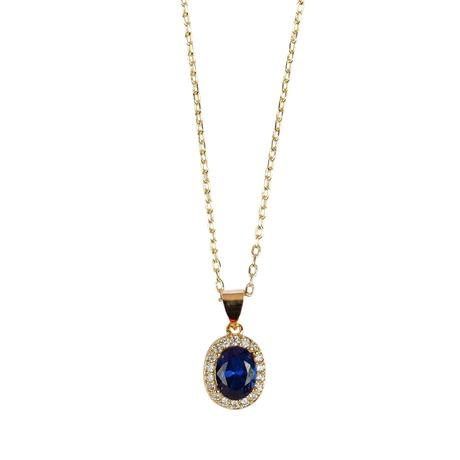 Zirconia_oval_necklace_blue